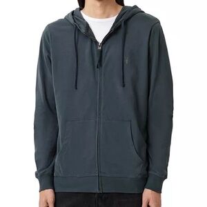 All Saints Men’s NWT Brace Zip Up Hoodie Blue